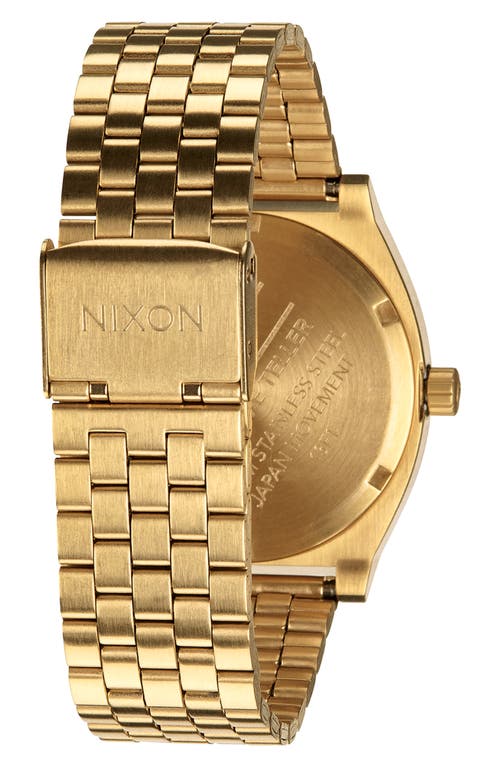 Shop Nixon The Time Teller Bracelet Watch, 37mm In Gold/oxblood Sunray