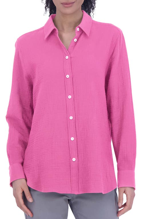 Foxcroft Cotton Gauze Tunic Button-Up Shirt at Nordstrom,