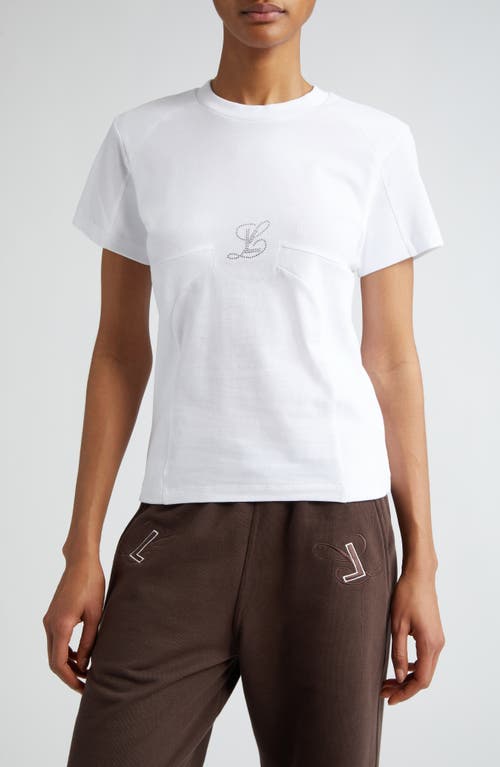 Luar Foil Monogram Cotton T-Shirt in White at Nordstrom, Size X-Large