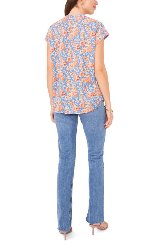 Shop Vince Camuto Floral V-neck Top In French Blue