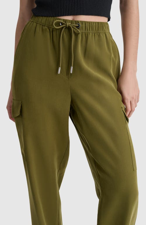 Shop Dkny Carrot Drawstring Cargo Pants In Dark Olive