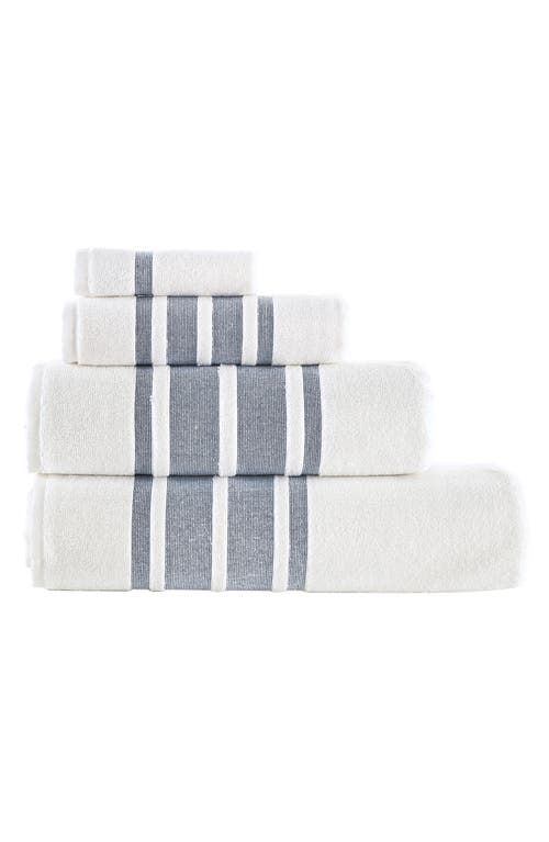 Shop Brooks Brothers Contrast Border 4-piece Towel Set In Navy