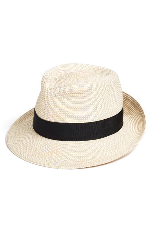 Eric Javits Classic Squishee® Packable Fedora Sun Hat in Cream/Black