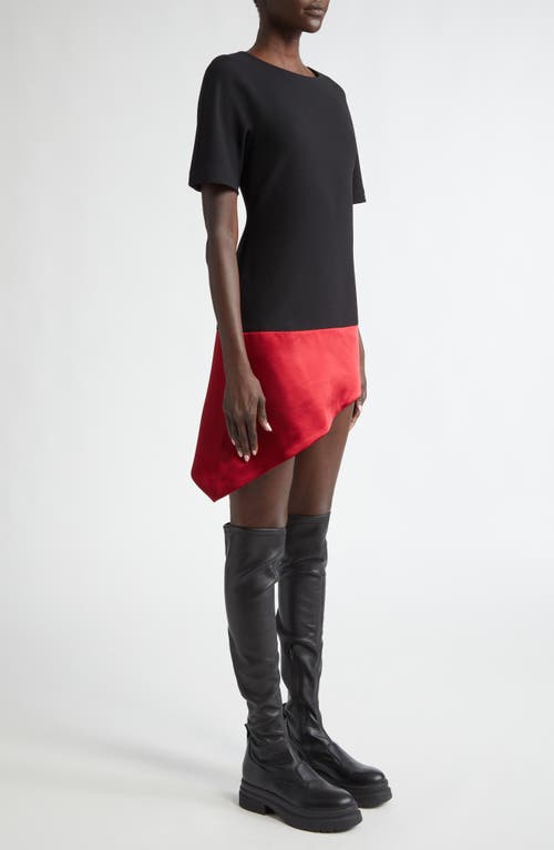 Shop Jw Anderson Diagonal Hem Double Crepe Dress In Black/red