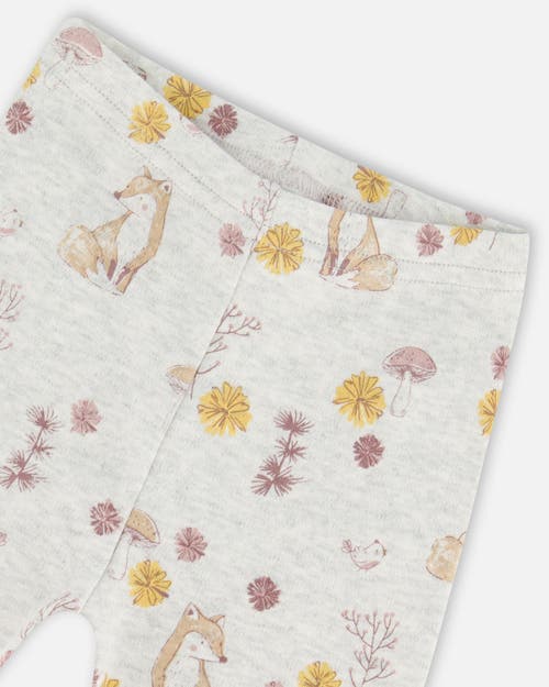 Shop Deux Par Deux Baby Girl's Organic Cotton Pointelle Top And Printed Leggings Set Woodrose With Fox In Printed Fox