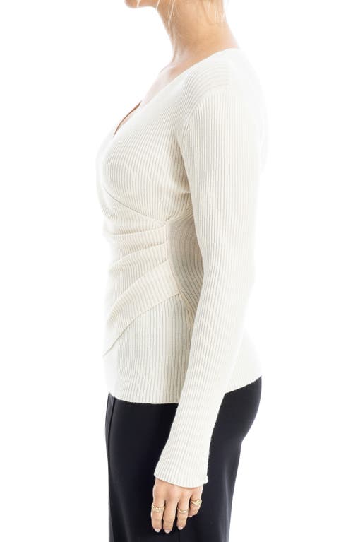 Max Studio Faux Wrap Knit Sweater In Off White