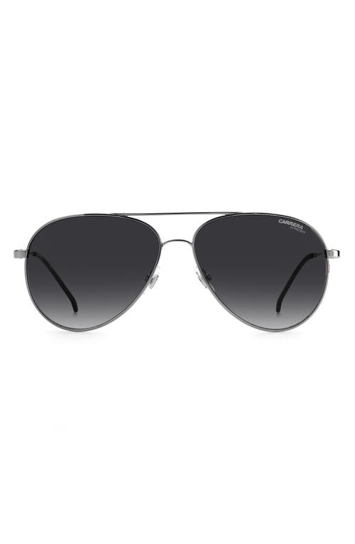 Carrera Eyewear 58mm Aviator Sunglasses in Ruthenium /Grey Shaded at Nordstrom