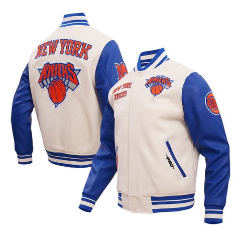 Men's Pro Standard Cream New York Knicks Retro Classic Varsity Full-Zip ...