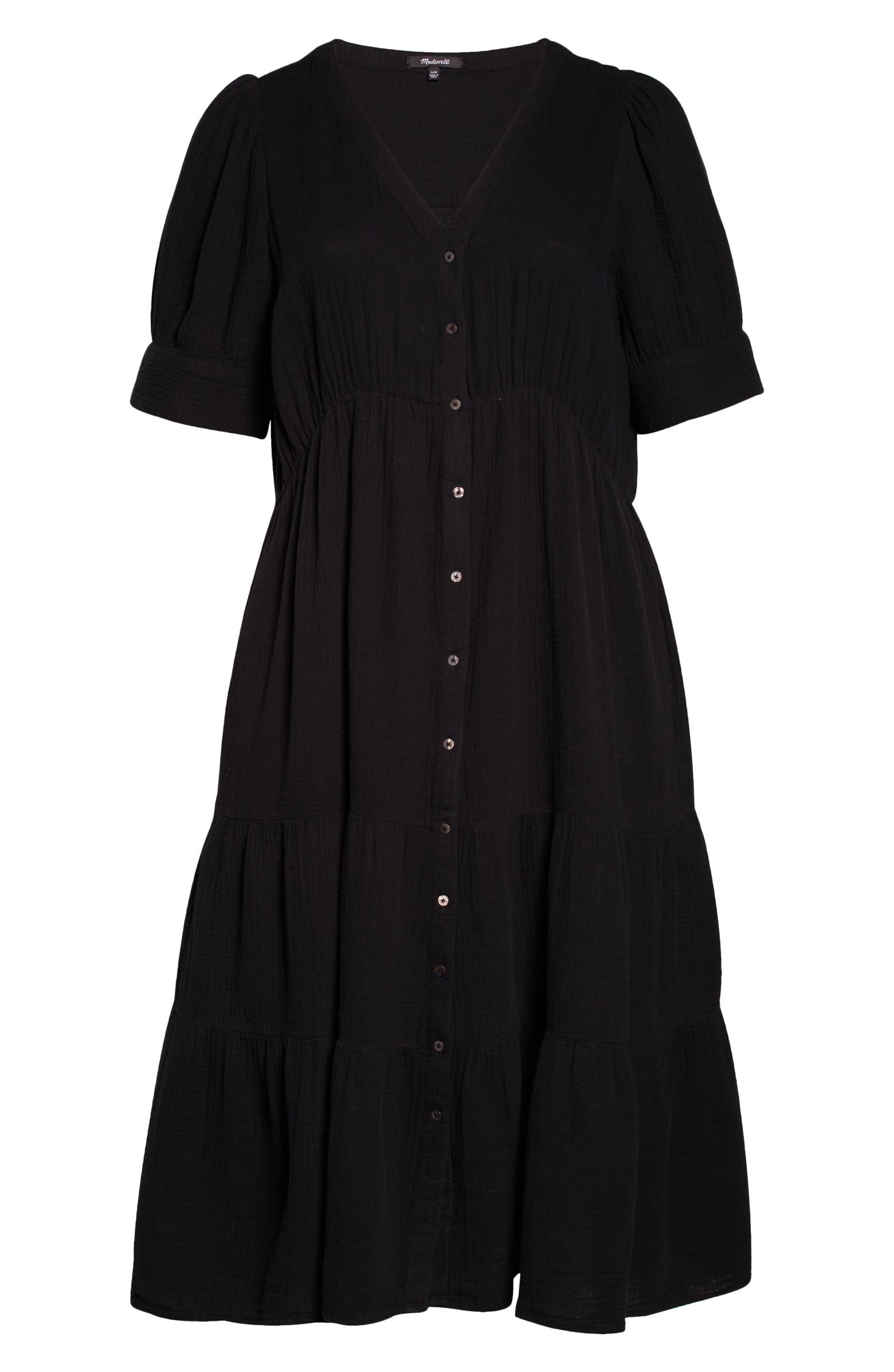 Madewell Women's Lightspun Button Front Tiered Midi Dress | Nordstrom