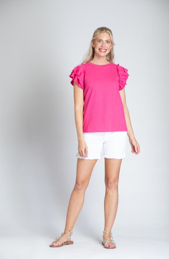 Shop Apny Ruffle Sleeve T-shirt In Pink