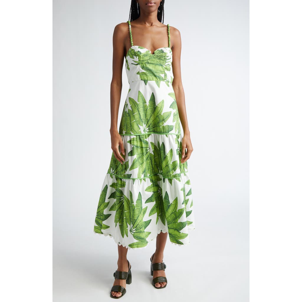 Farm Rio Palm Fan Cotton Sundress In Off-white