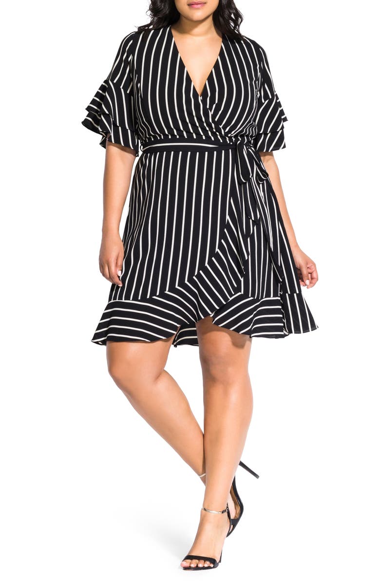 City Chic Stripe Faux Wrap Dress (Plus Size) | Nordstrom