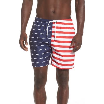 Trunks Surf & Swim Co. Sano Sharks & Stripes Swim Trunks, Blue