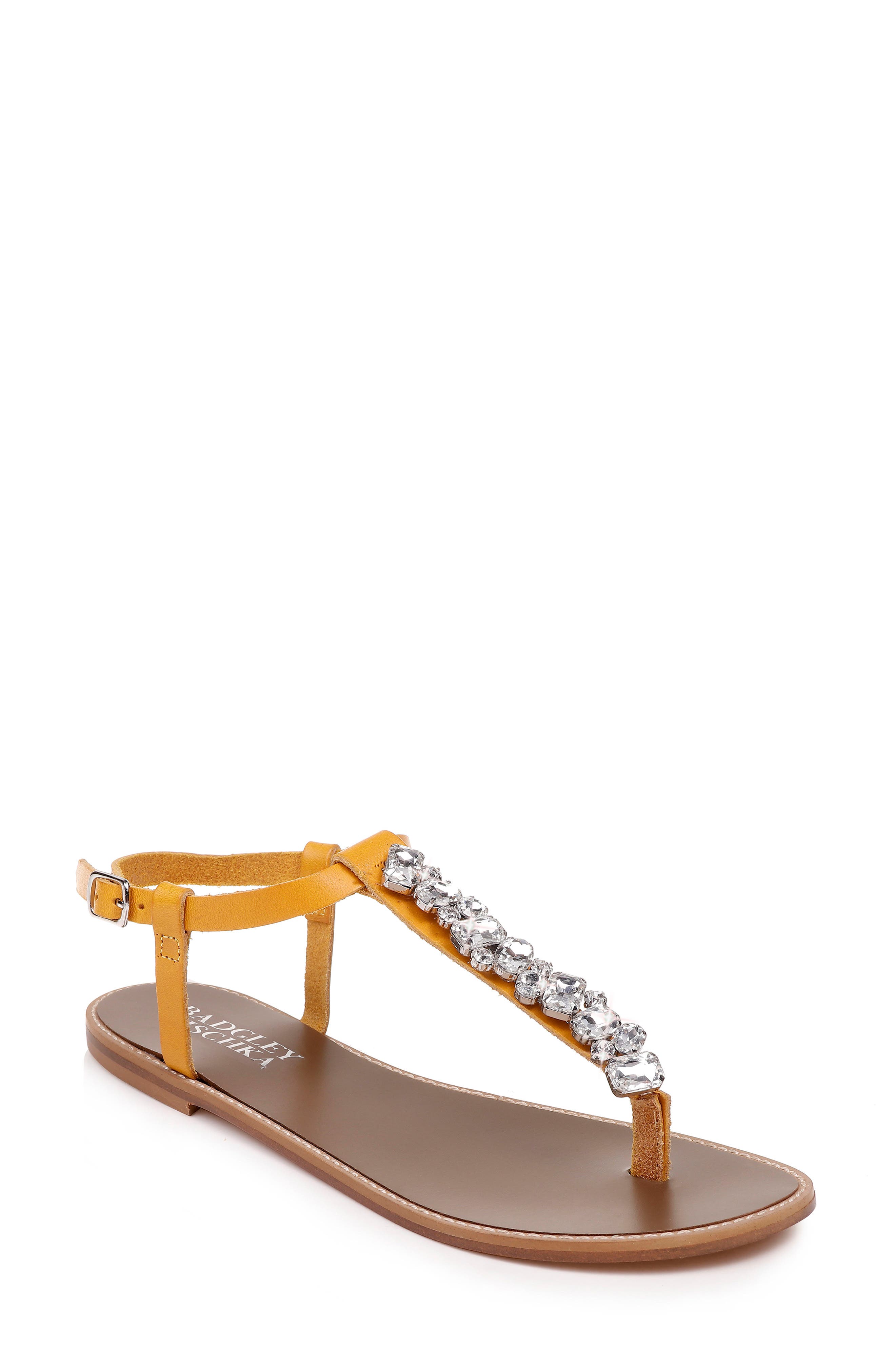 Badgley Mischka Lucia Crystal Embellished Sandal- Yellow