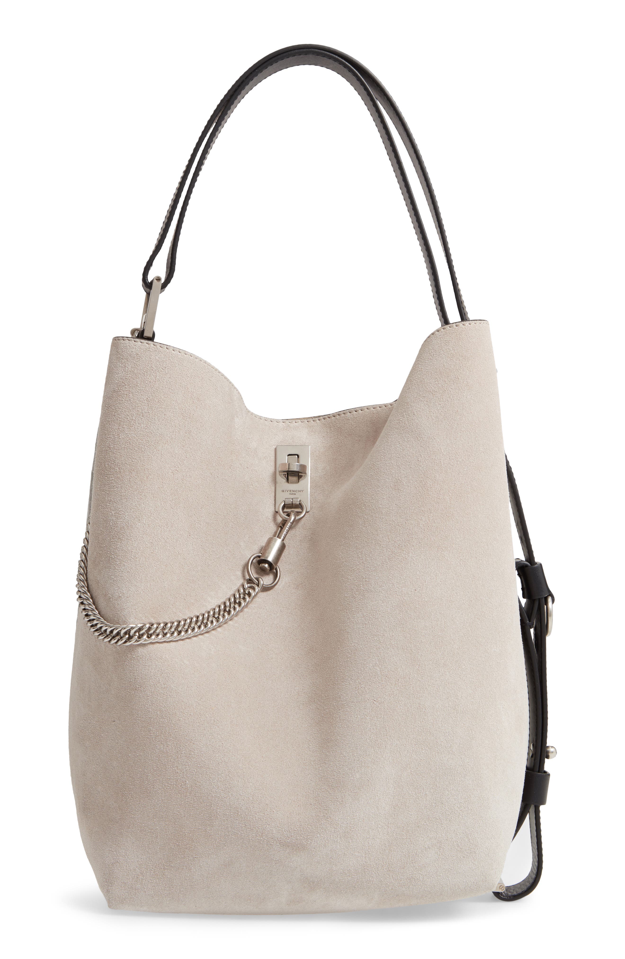 suede bucket handbag