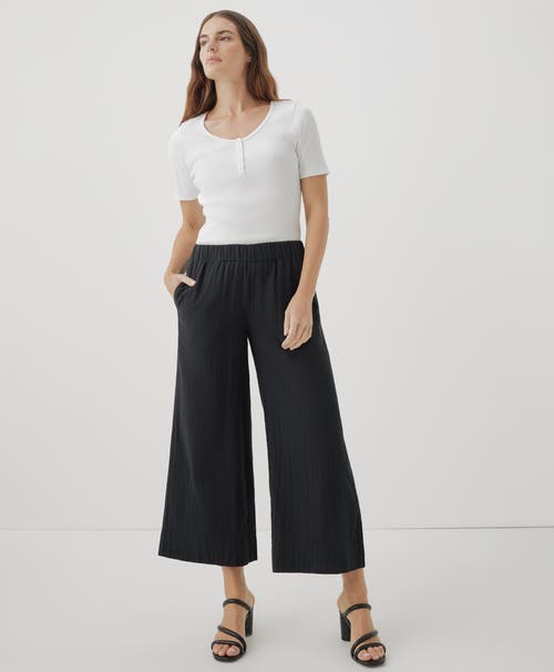 Pact Organic Coastal Double Gauze Wide Leg Pant In Black