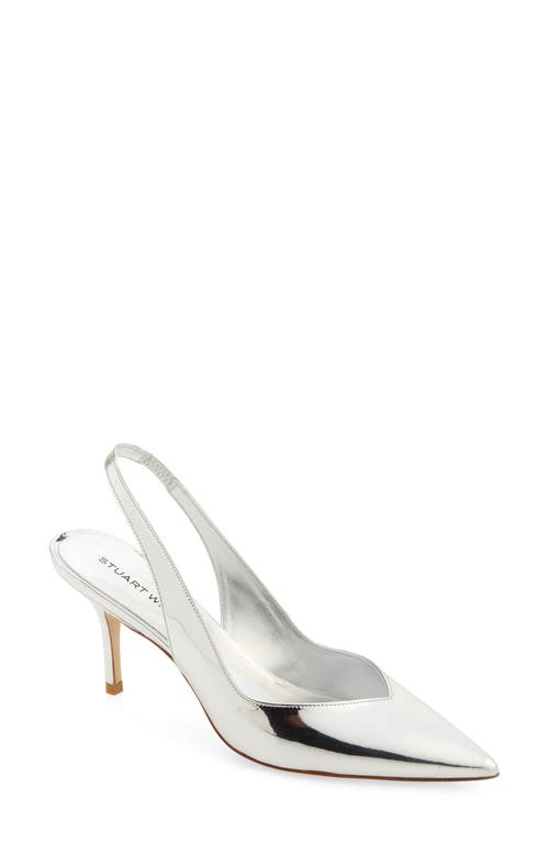 Stuart Weitzman Eva Pointed Toe Slingback Pump Silver at Nordstrom,