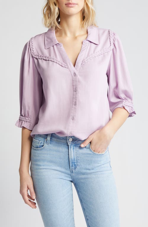 Blouson Sleeve Western Button-Up Shirt in Smokey Lavender