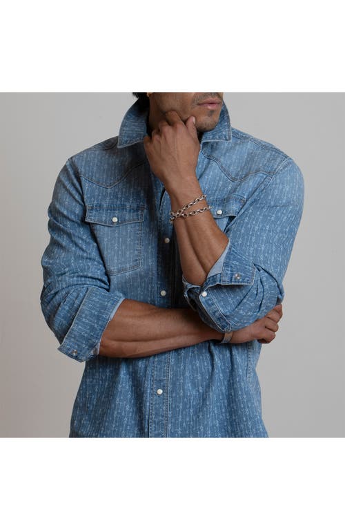 Shop Canyon Of Heroes Arrow Stretch Western Denim Shirt In Light Blue