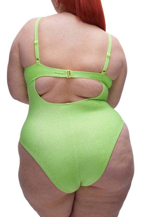 Shop Good American Sparkle Show Off Underwire One-piece Swimsuit In Electric Lime002