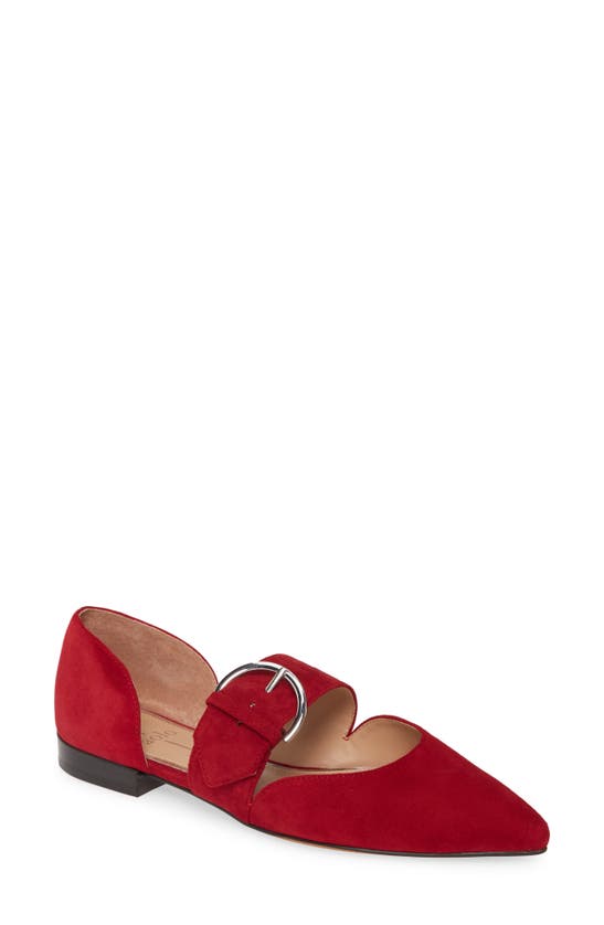 Shop Linea Paolo Dean Pointy Toe Flat In Red Suede