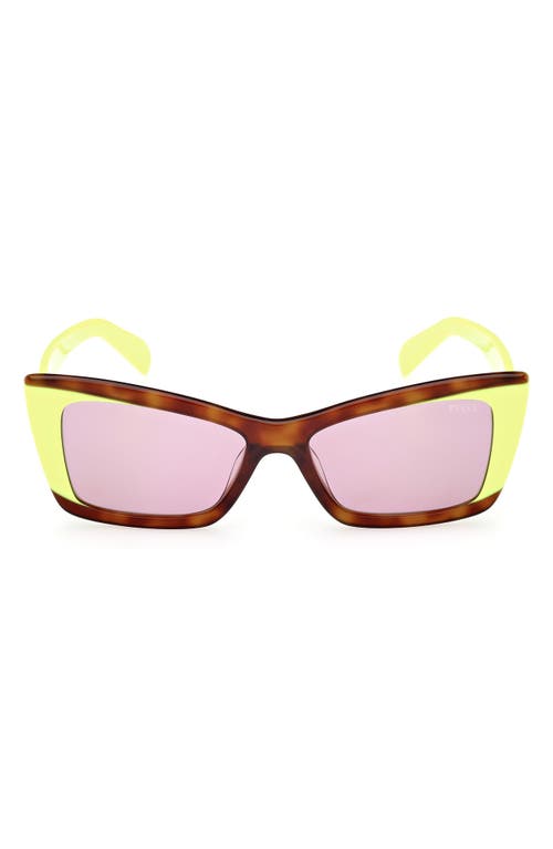 54mm Geometric Sunglasses in Blonde Havana /Violet
