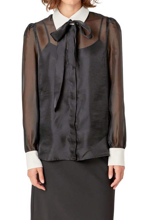 Shop English Factory Bow Tie Shirt In Black/off White