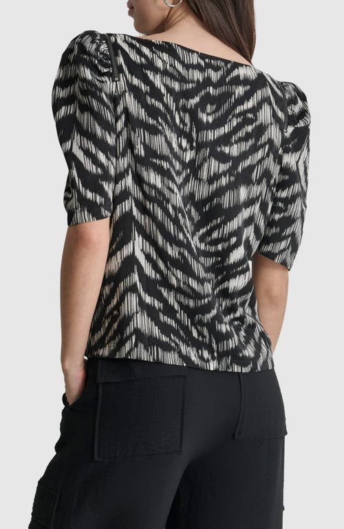 Shop Dkny Print Zip Shoulder Top In Black Tiger