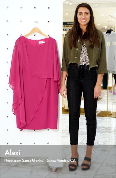 eliza j chiffon cape cocktail dress