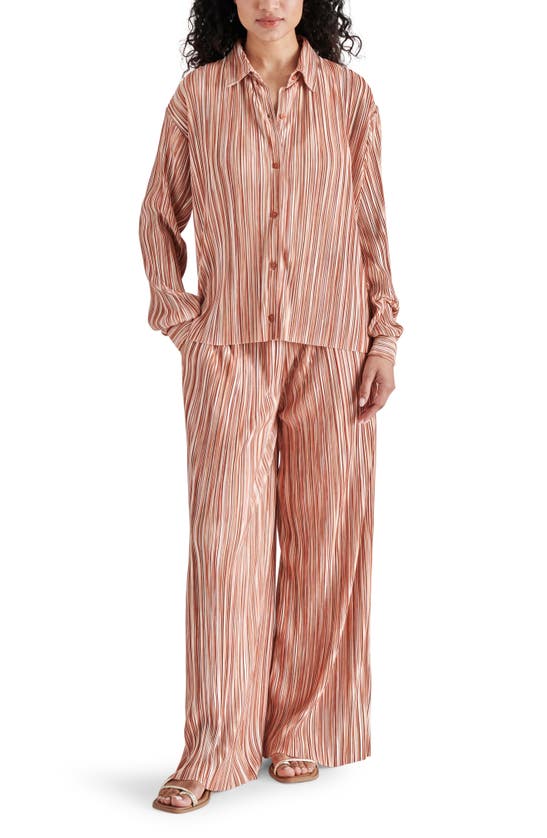 Shop Steve Madden Ansel Stripe Variegated Pleat Pants In Terracotta Multi