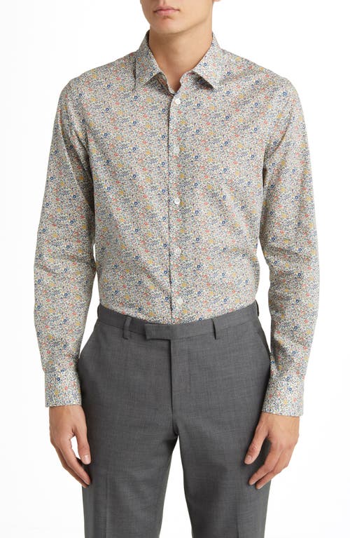 Paul Smith Tailored Fit Floral Cotton Dress Shirt in Multi at Nordstrom, Size 15.5