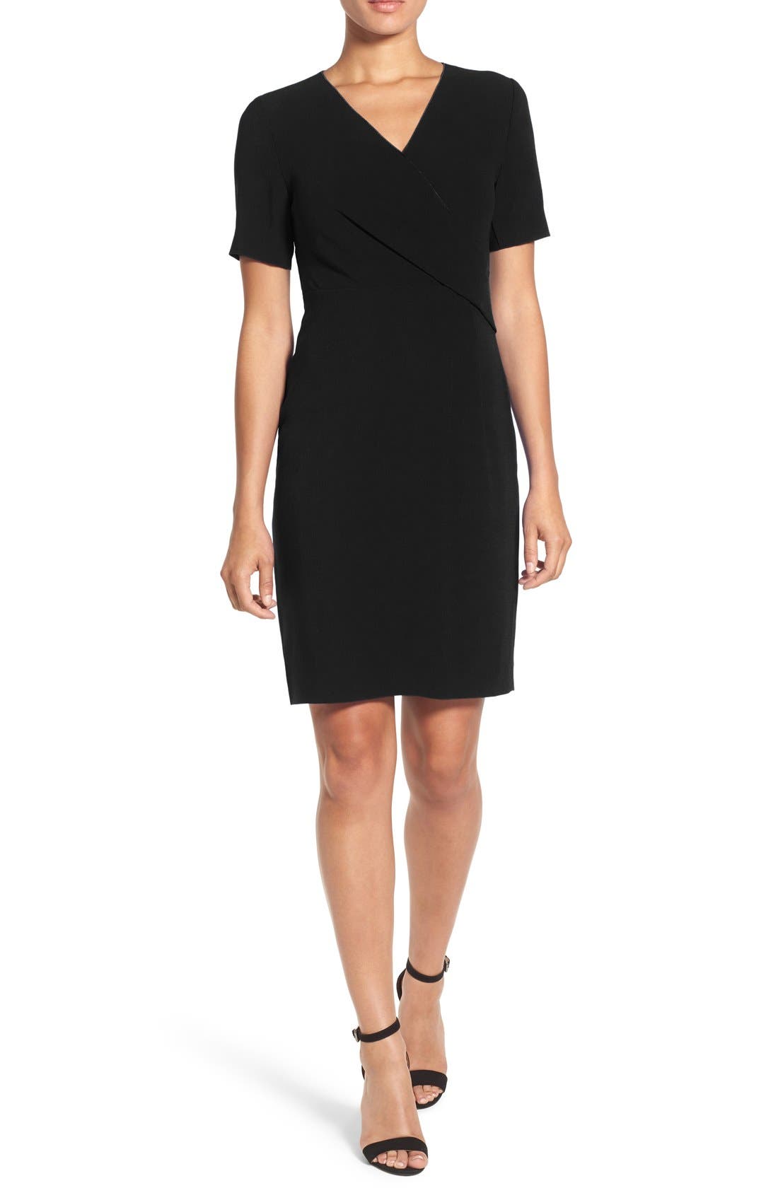 tahari pleat detail sheath dress