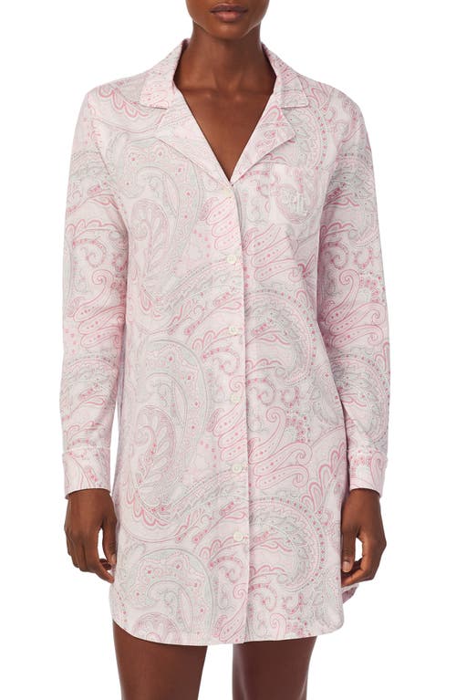 Lauren Ralph Lauren Paisley Print Sleepshirt in Blush Print at Nordstrom, Size Medium