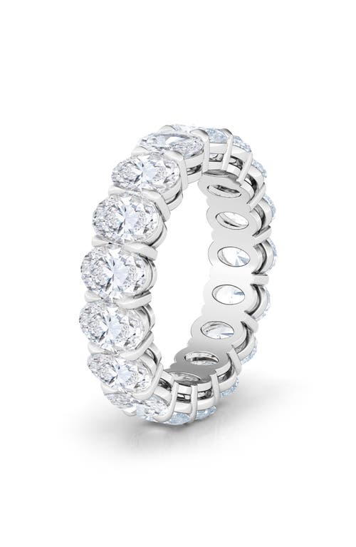 Oval Cut Lab Created Diamond 18K Gold Eternity Band in White Gold