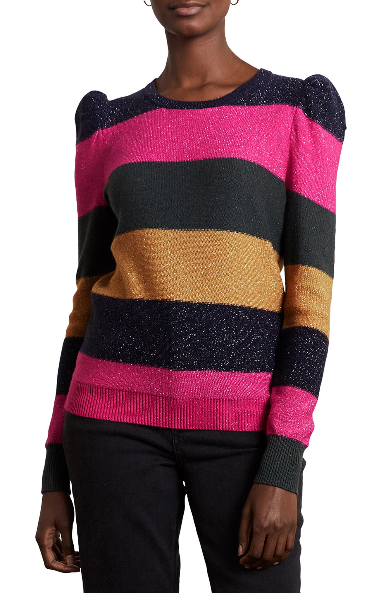 striped puff sleeve sweater