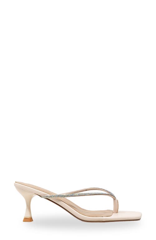 Chase & Chloe Chase And Chloe Rhinestone Kitten Heel Sandal In Beige