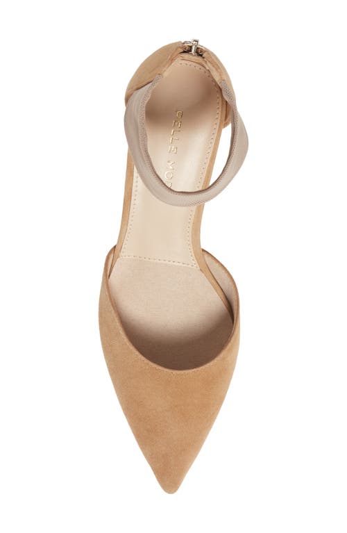 Pelle Moda Cam Pointy Toe Ankle Strap Pump In Latte