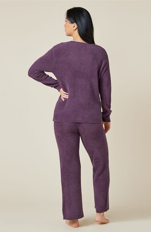 Softies Solid Marshmallow V-neck Lounge Set In Fig