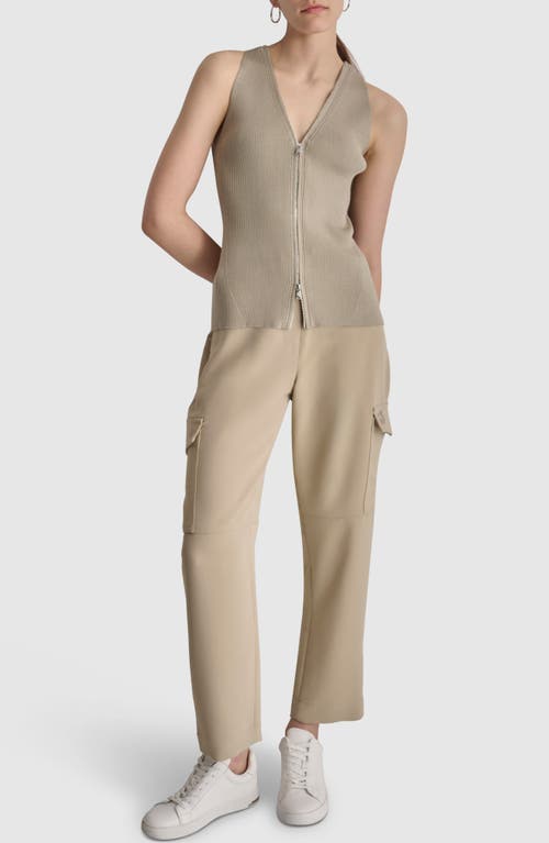 Shop Dkny Front Zip Sweater Vest In Trench