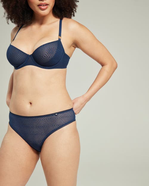 Nudea The Sheer Deco High Leg Brief In Navy