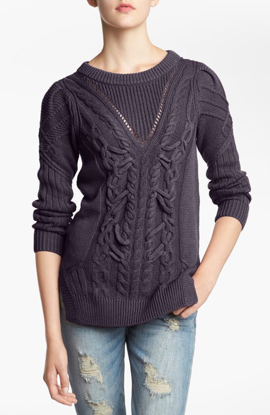 Tildon Cable Knit Sweater In Grey- Meteor