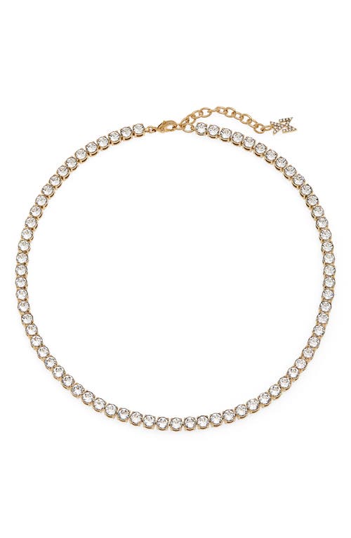 Tennis Necklace in White Crystals & Gold Base