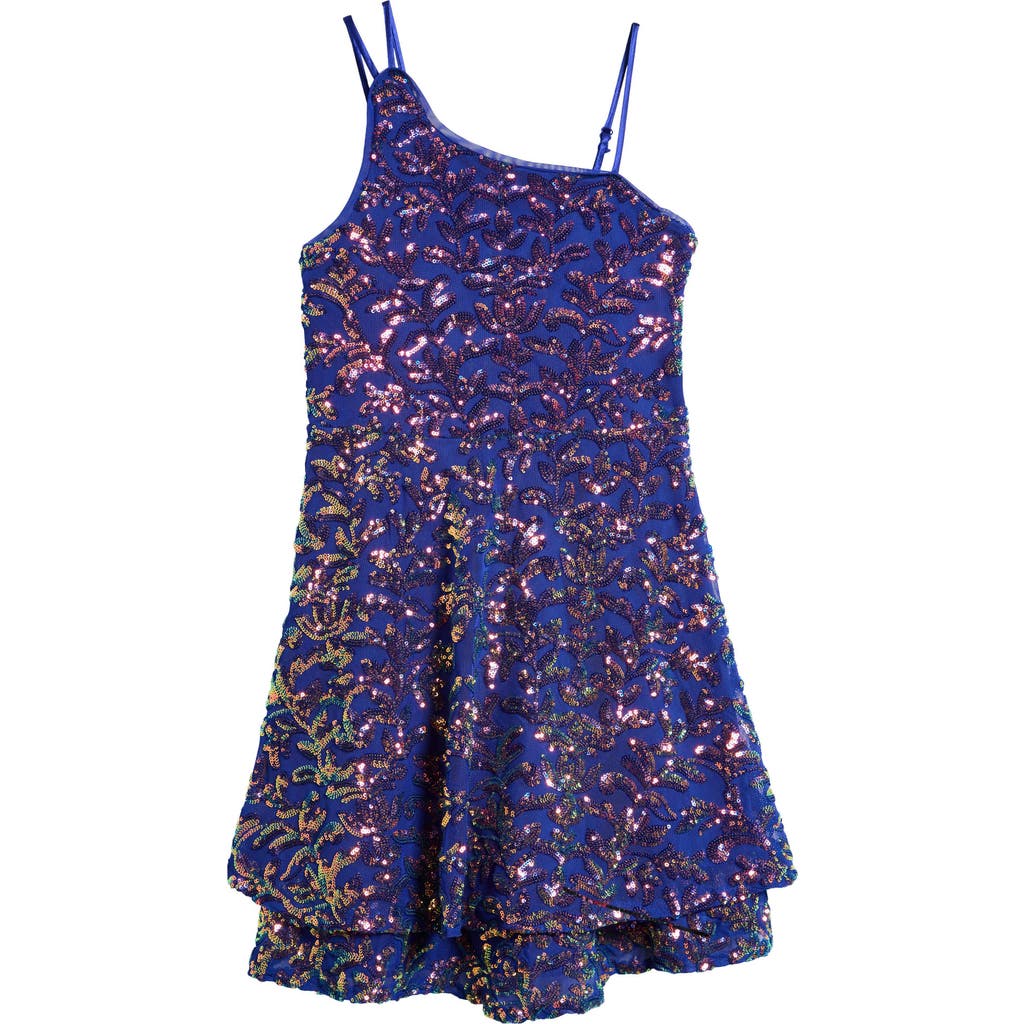LOVE, NICKIE LEW LOVE, NICKIE LEW KIDS' SEQUIN ASYMMETRIC NECK PARTY DRESS