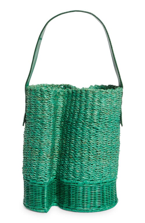 Small S-Basket Woven Raffia in Green