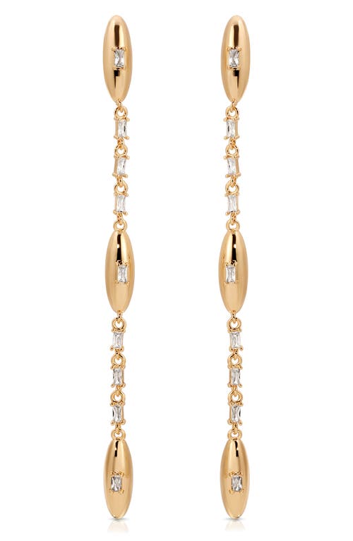 Ettika Baguette Cubic Zirconia Oval Dome Linear Drop Earrings In Gold