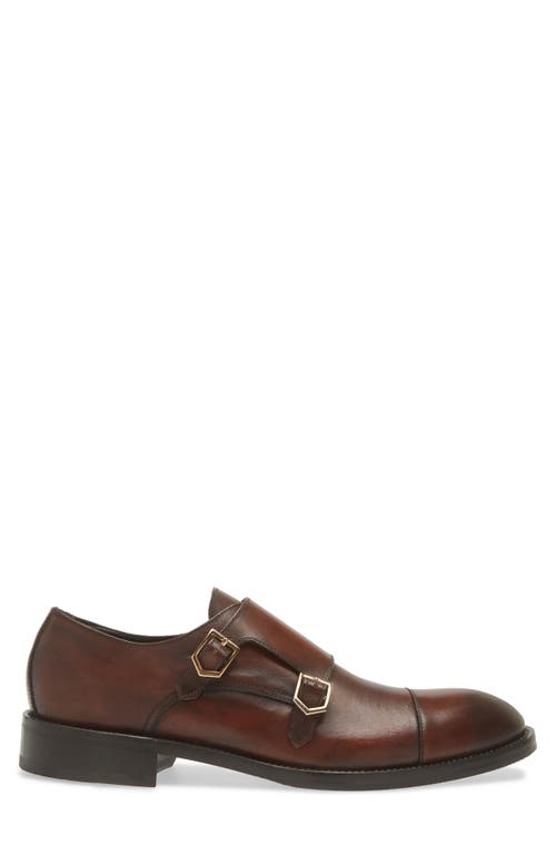 Shop Canali Cap Toe Double Monk Strap Shoe In Brown