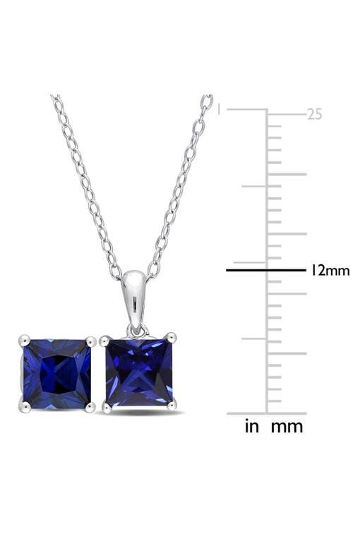 Delmar Lab-grown Sapphire Stud Earrings & Pendant Necklace Set In Blue