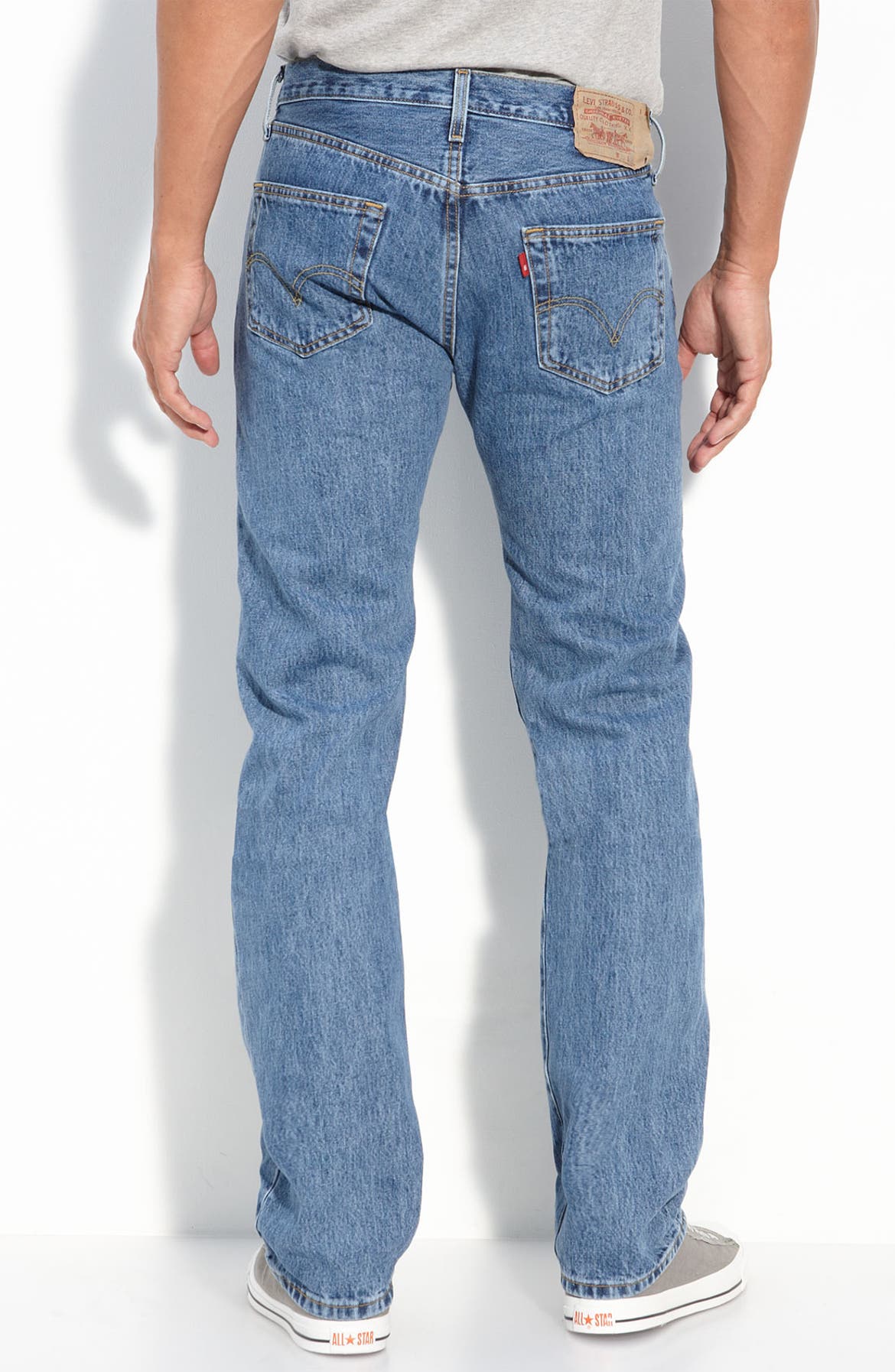 Levi's® Red Tab™ '501' Original Fit Button Fly Jeans (Medium Stonewash