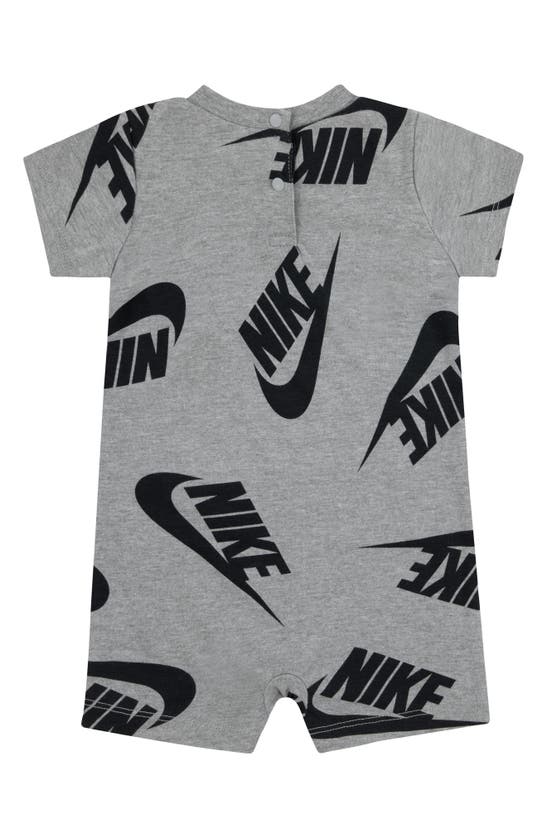 Shop Nike Futura Swoosh Print Romper In Dark Grey Heather