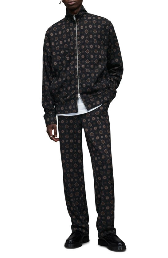 Allsaints Flynn Print Zip-up Jacket In Jet Black ModeSens